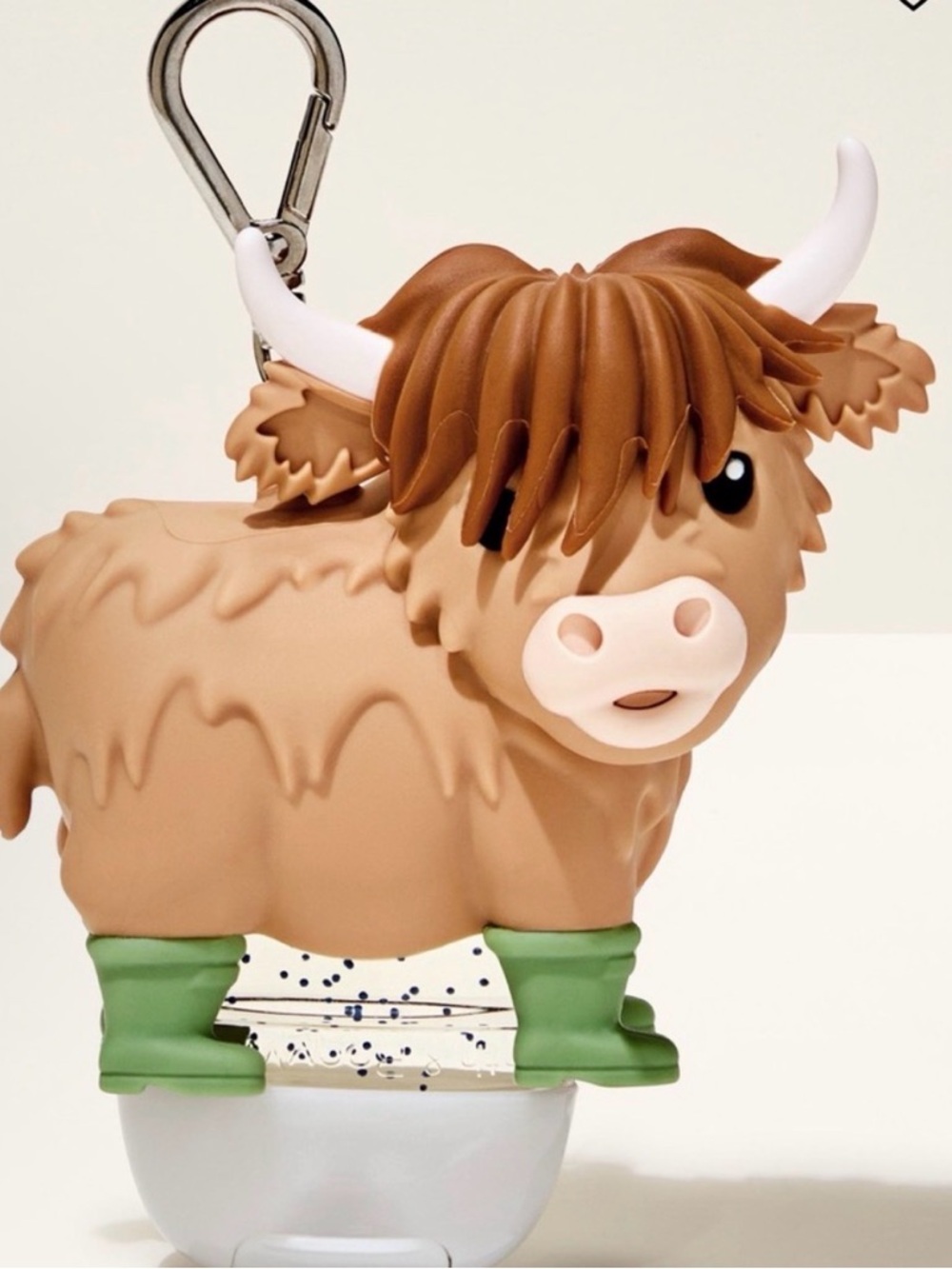 New! Cute Bath & Body Works Highland Cow Hand Sanitizer Holder Keychain - Brown